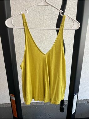Free People Bright Yellow V-Neck Ribbed Tank